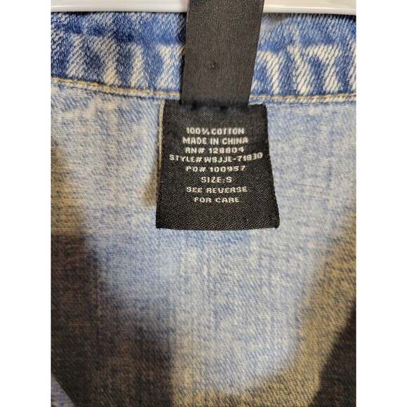 Windsor Cropped Denim Jacket Womens Small Blue Distressed Acid Wash 90s Grunge - Picture 11 of 12